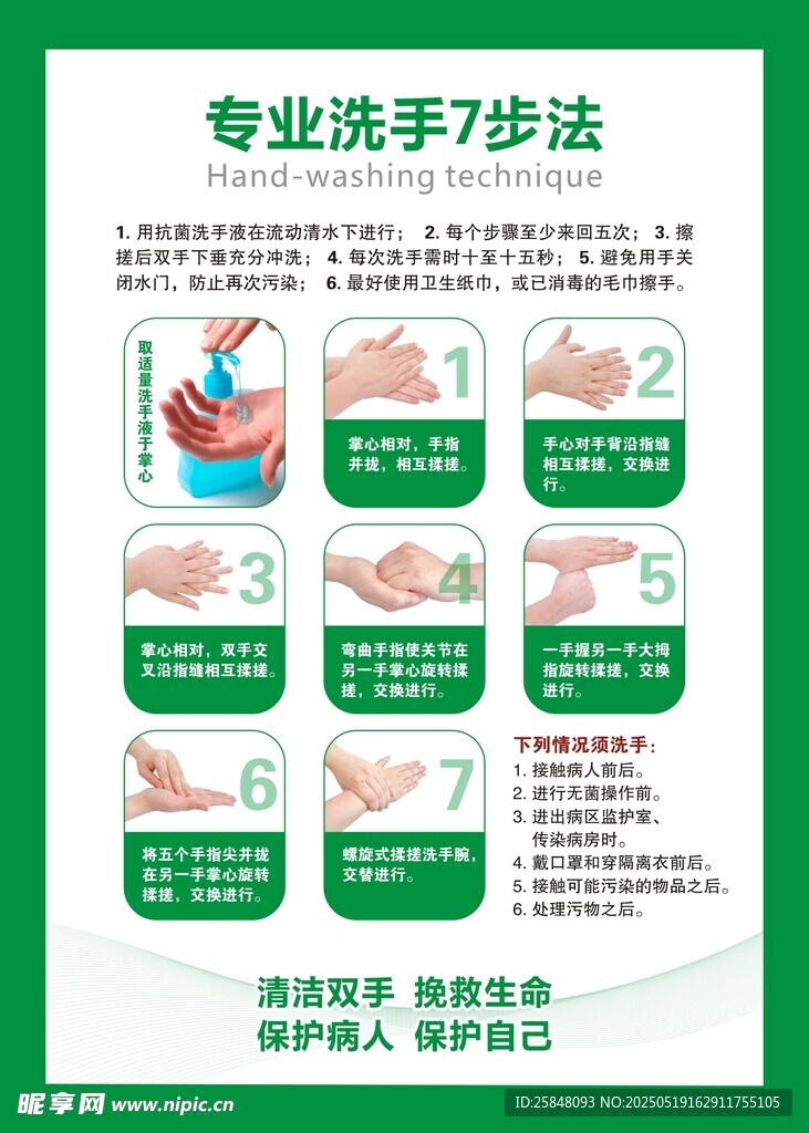 专业洗手7步法