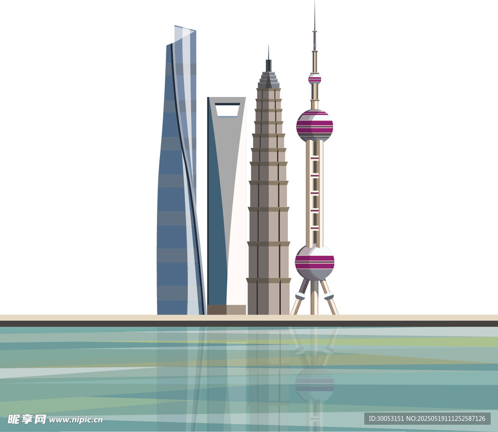 上海标志性建筑天际线