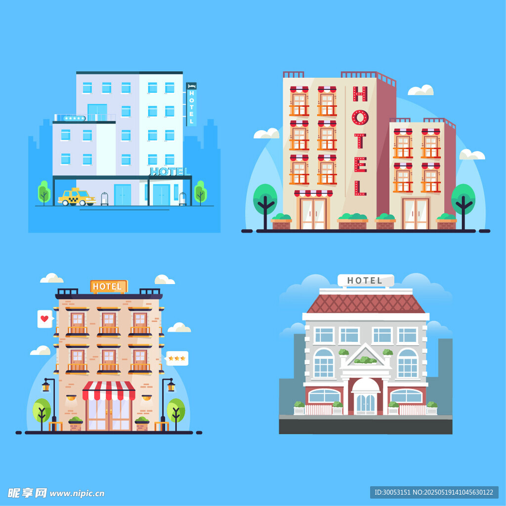 多样建筑插画