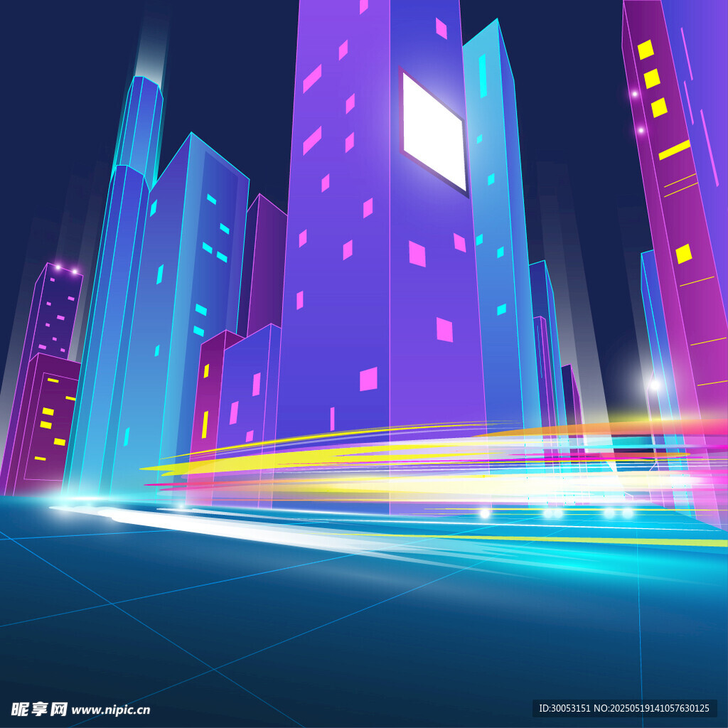 未来都市霓虹夜景