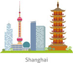 上海地标建筑插画