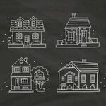 手绘风格房屋建筑图案