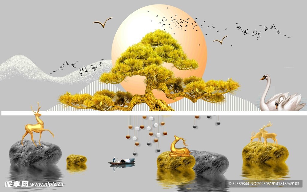 中式山水意境景观图