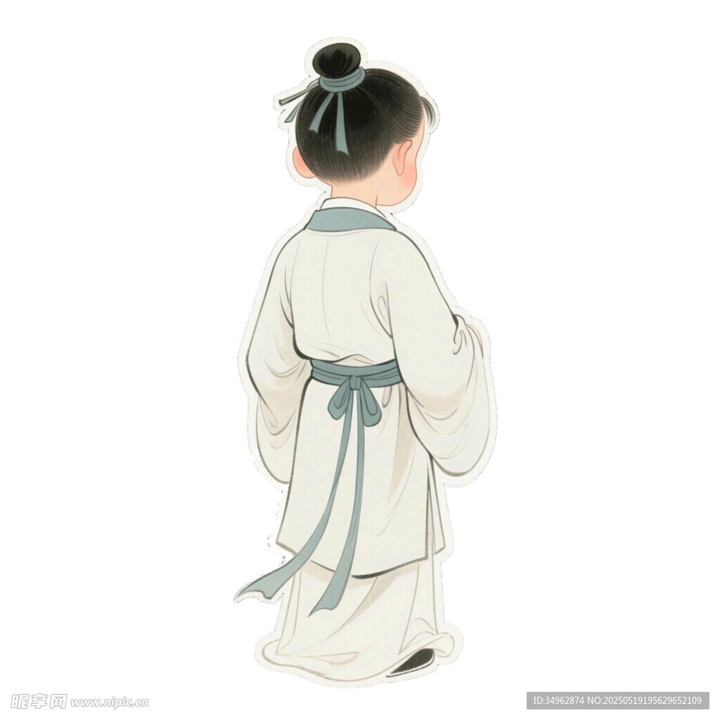古装小男孩背影免抠元素