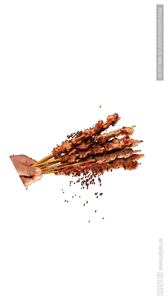 美味烤肉串撒料瞬间