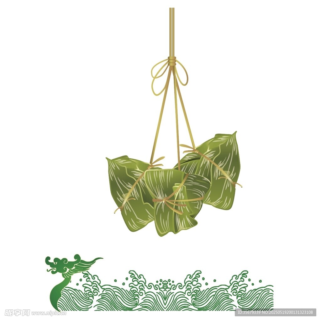悬挂的粽叶造型装饰物
