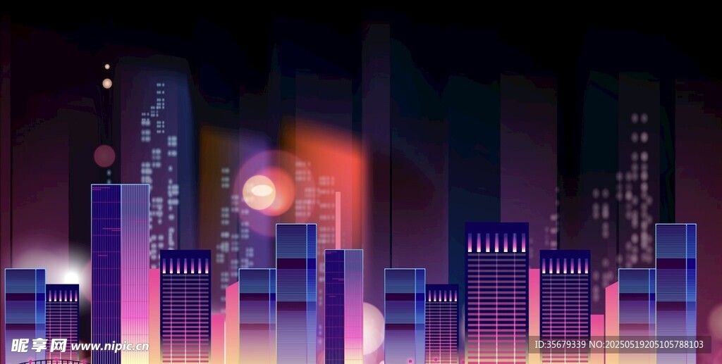 未来都市夜景绚丽灯光