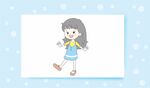 可爱女孩行走插画