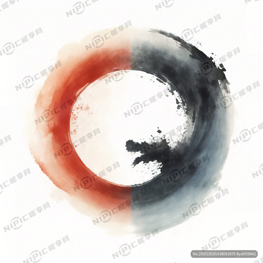 阴阳 太极 水墨风格 写意