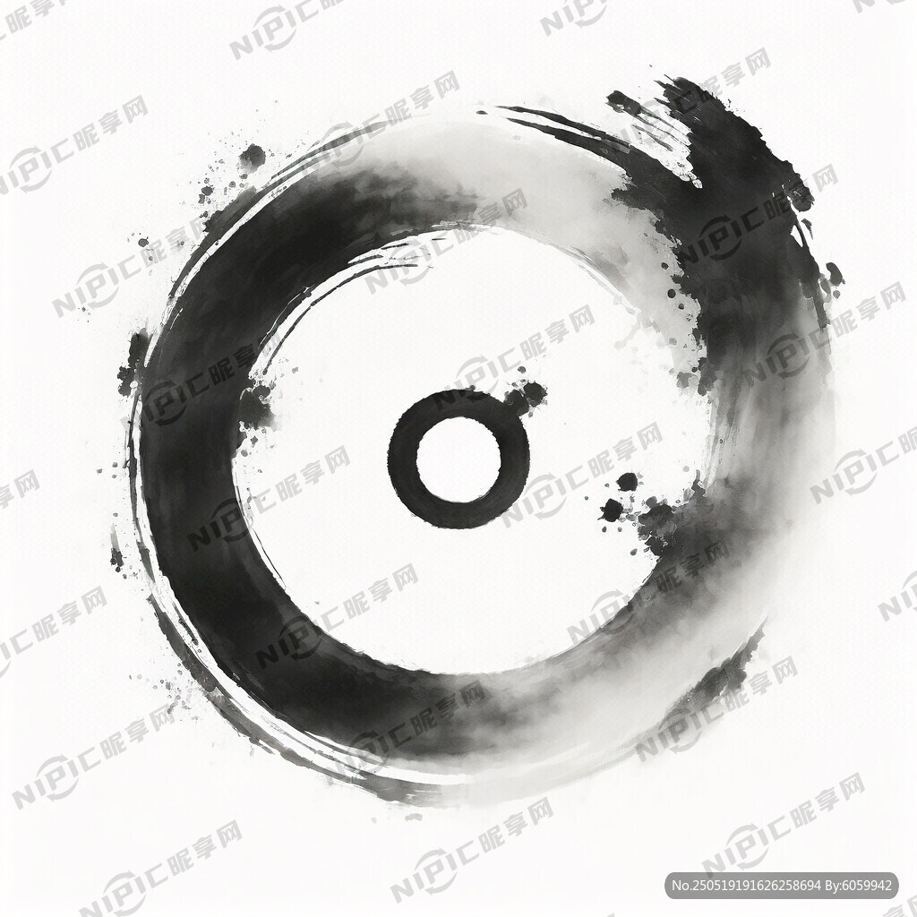 黑白 阴阳 太极 水墨风格 