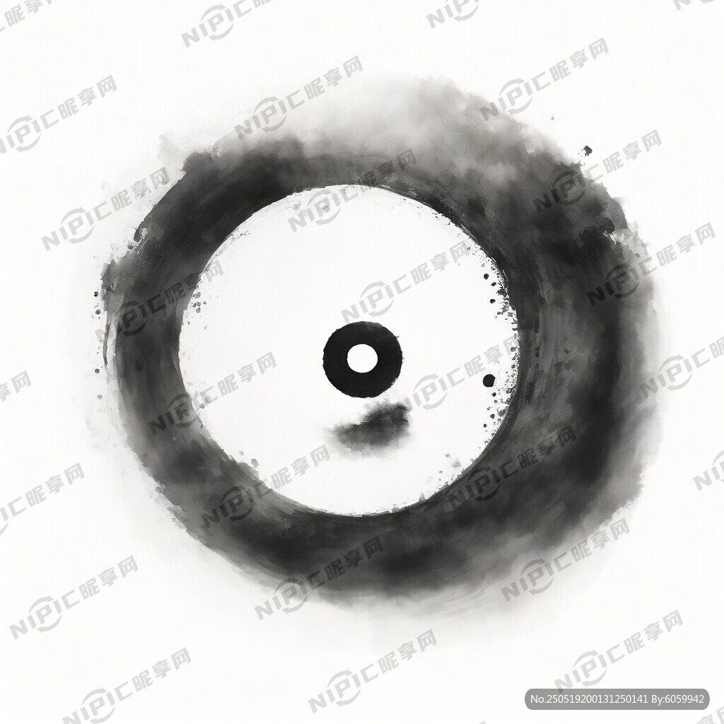 黑白水墨风格刚要生成的阴阳太极