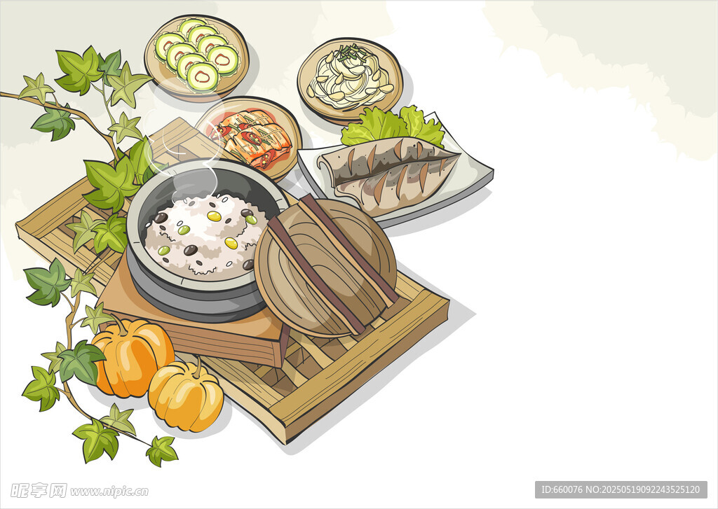 美食手绘插画  
