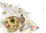 美食手绘插画 