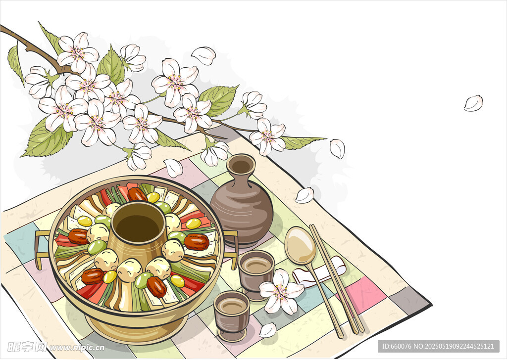 美食手绘插画 