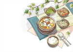 美食手绘插画  