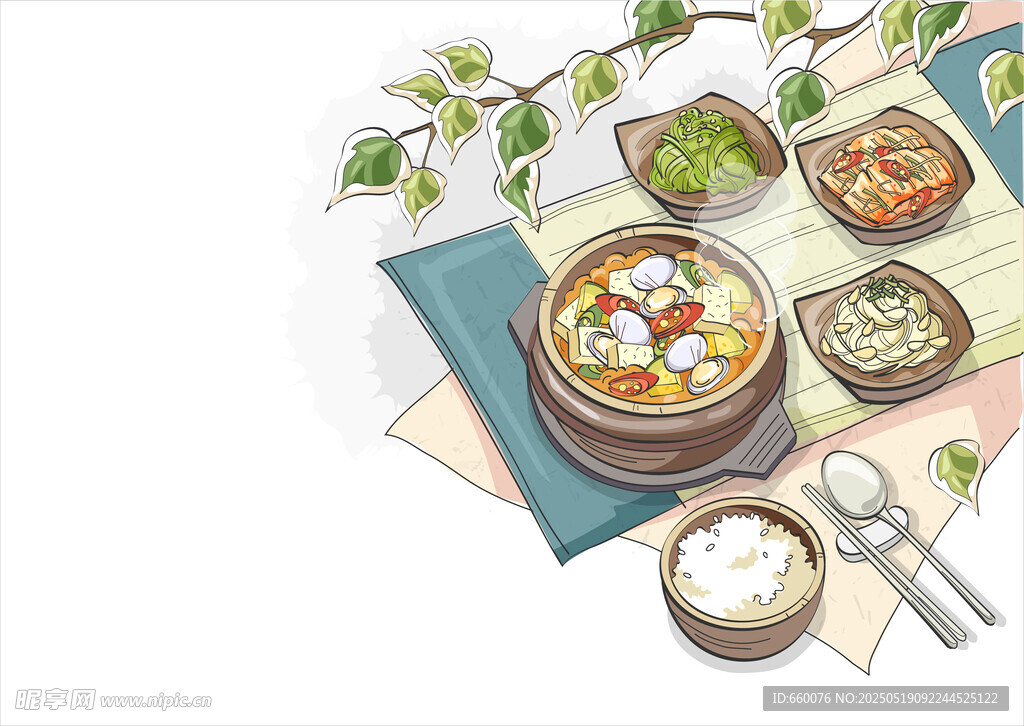 美食手绘插画  