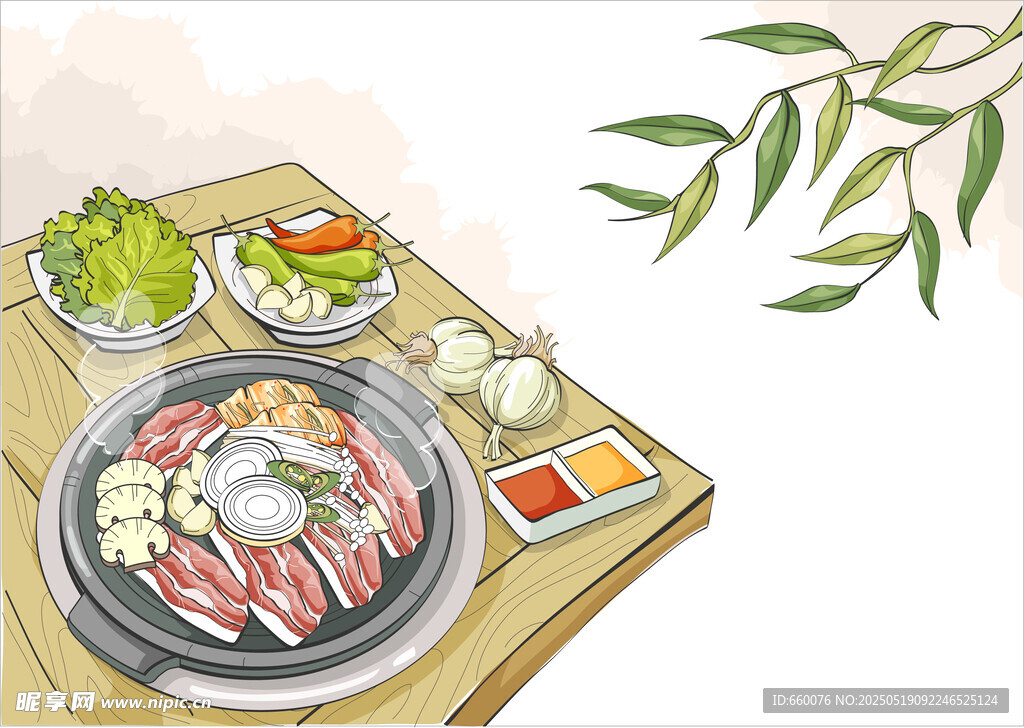 美食手绘插画 