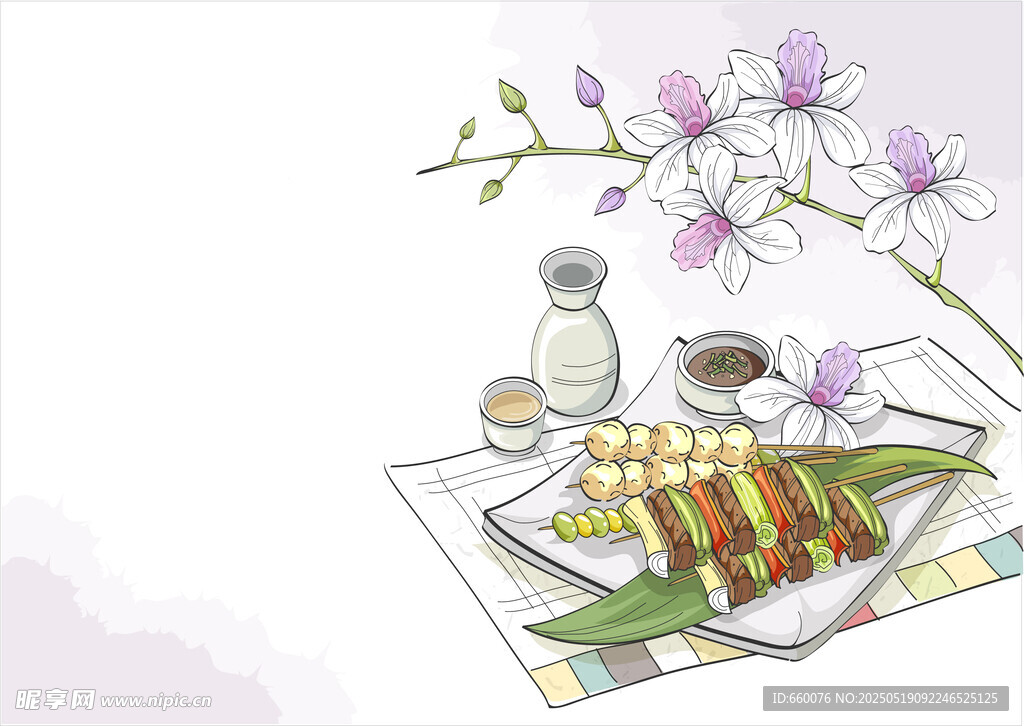 美食手绘插画  