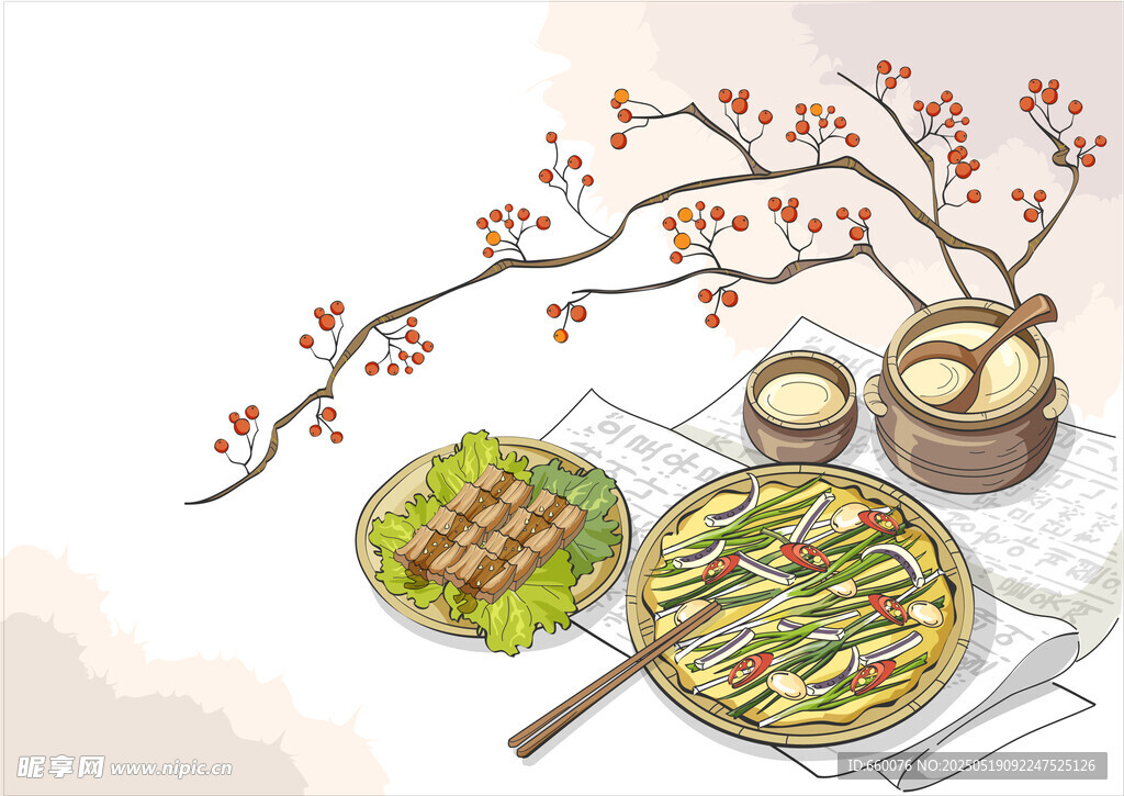 美食手绘插画 