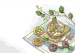 美食手绘插画  