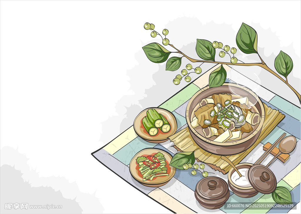 美食手绘插画  