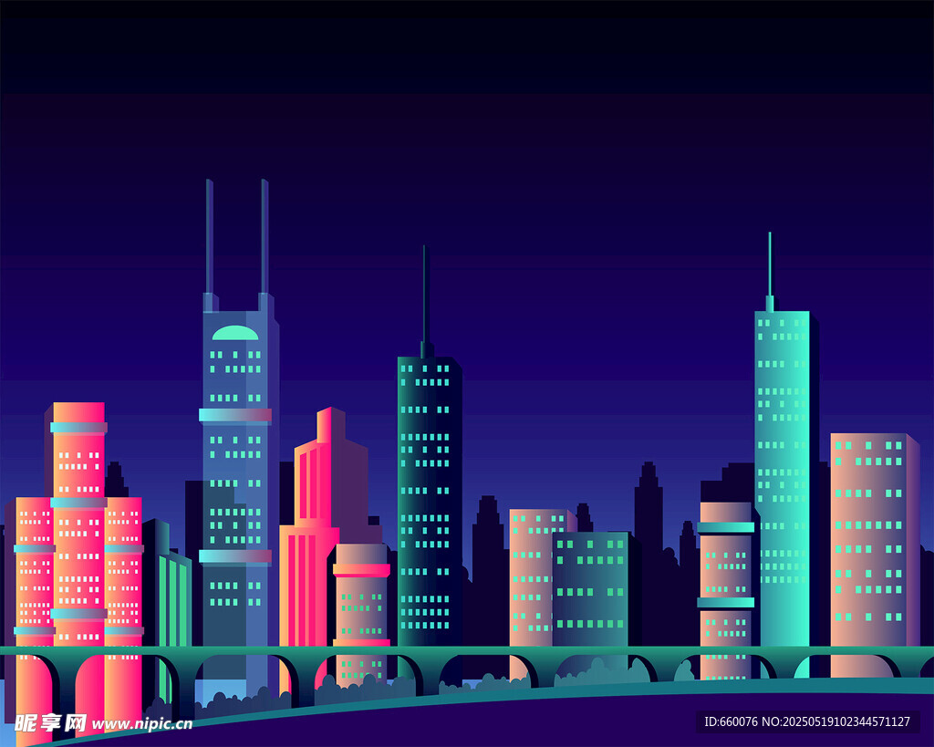矢量城市夜景 