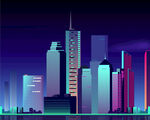 矢量城市夜景 
