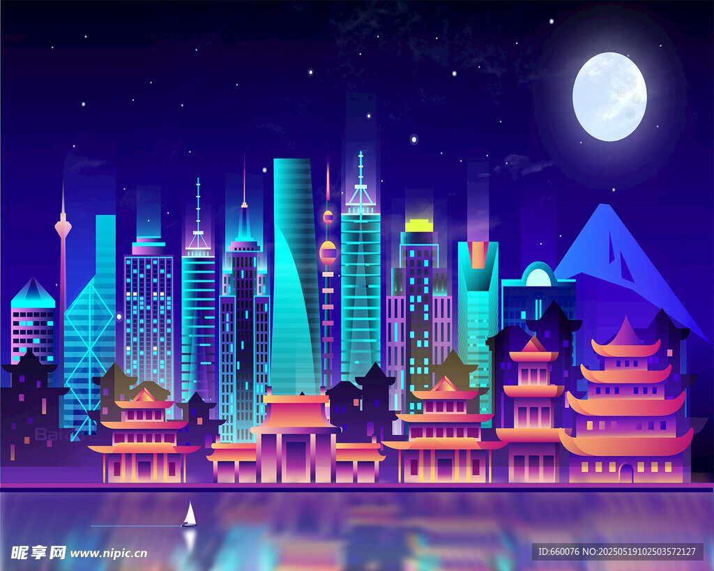 矢量城市夜景 