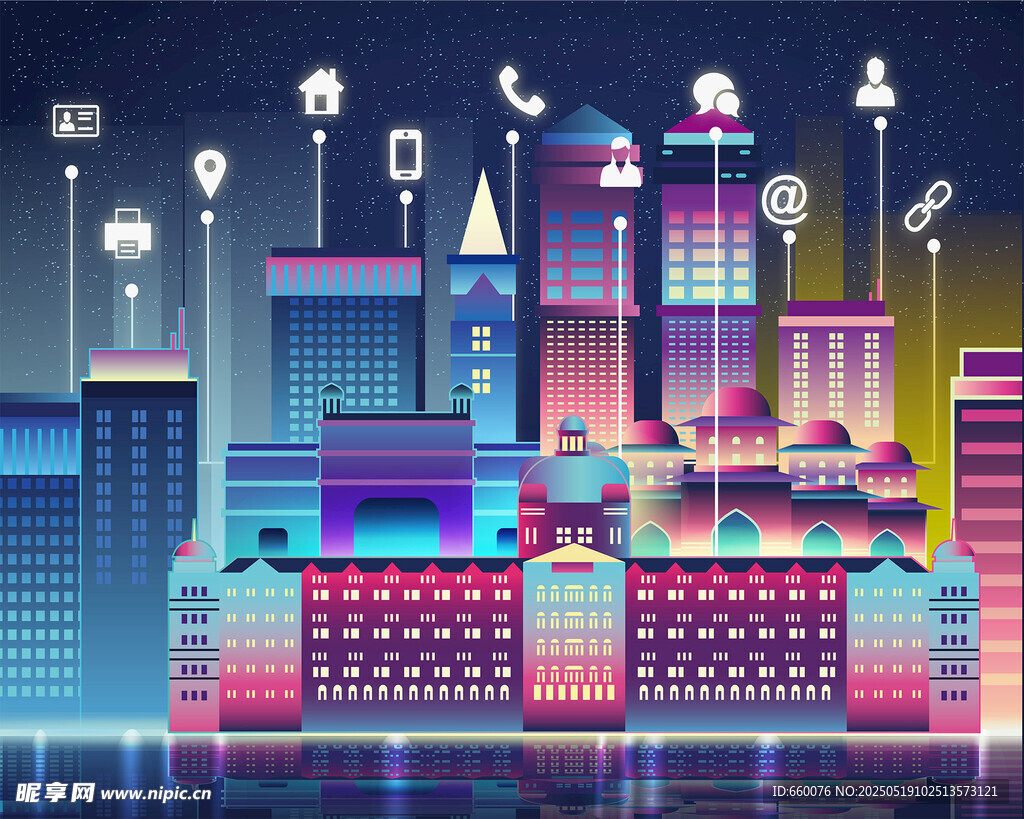矢量城市夜景 
