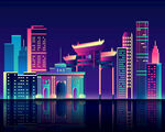 矢量城市夜景 