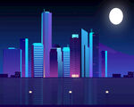 矢量城市夜景 