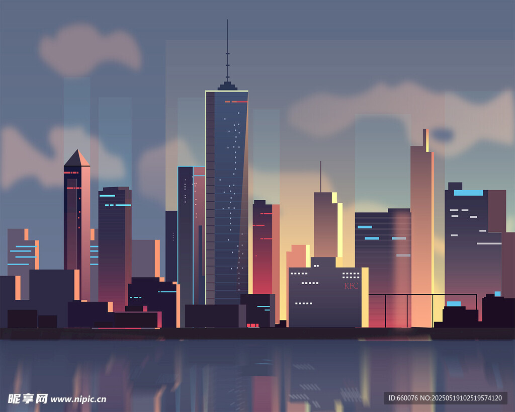 矢量城市夜景 