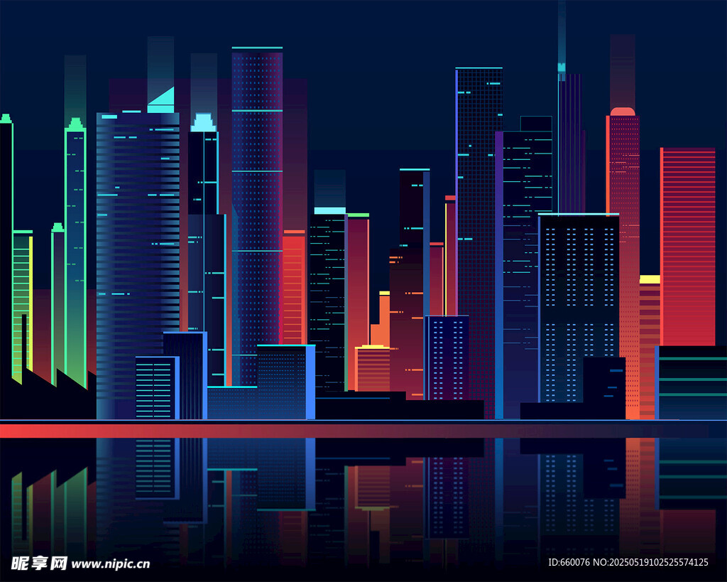 矢量城市夜景 