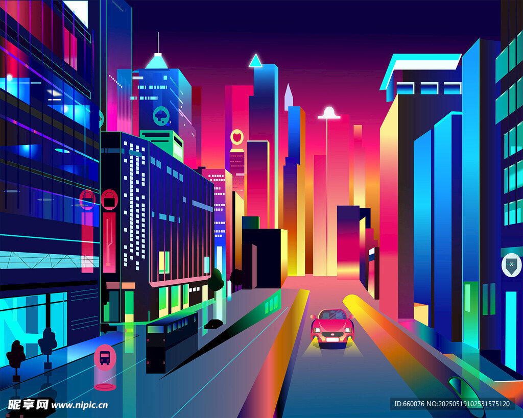矢量城市夜景 