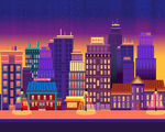 矢量城市夜景 
