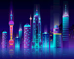 矢量城市夜景 