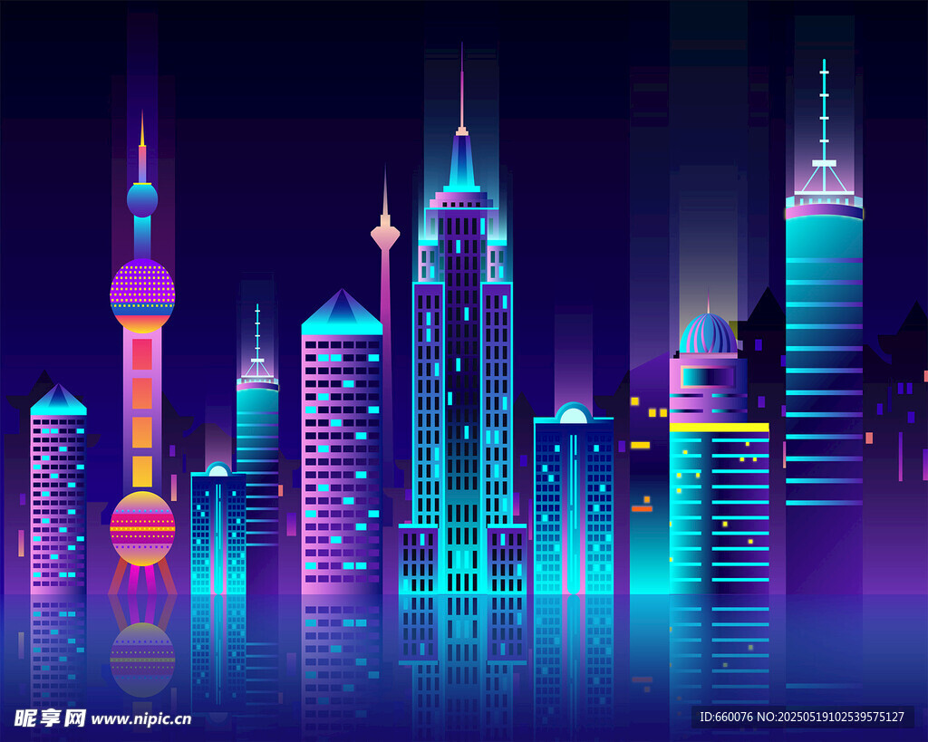 矢量城市夜景 