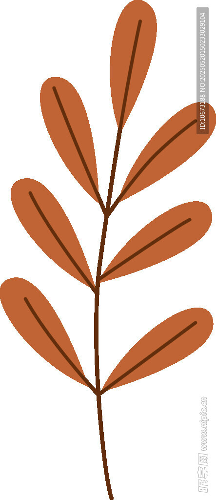 橙色叶片植物插画元素