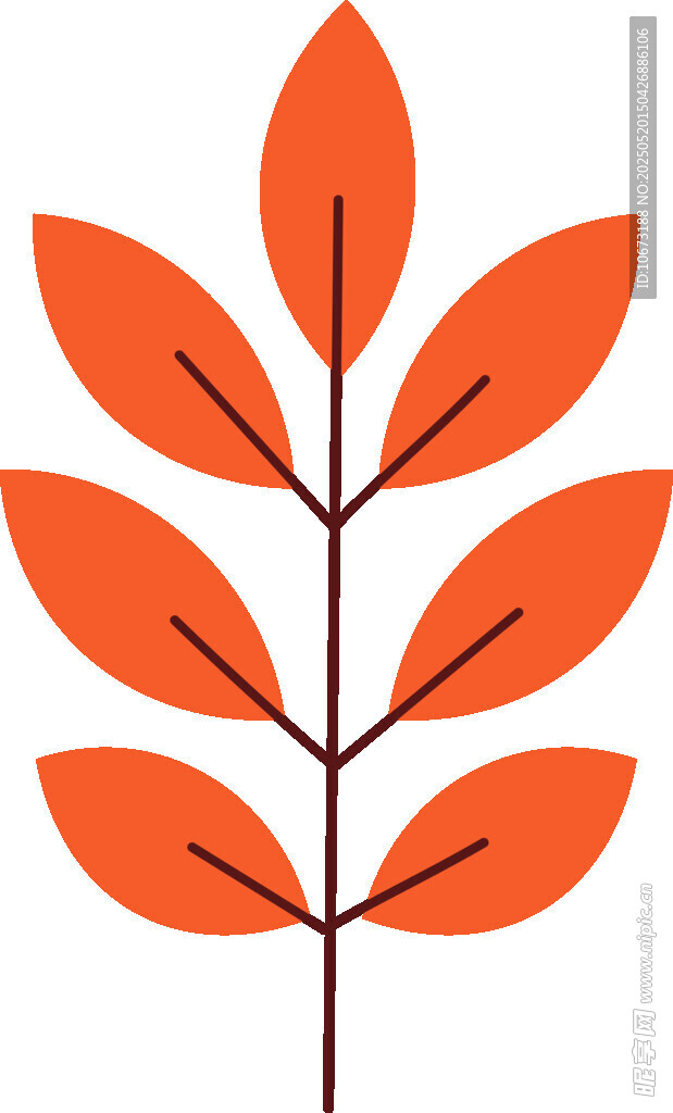 橙色叶片植物插画