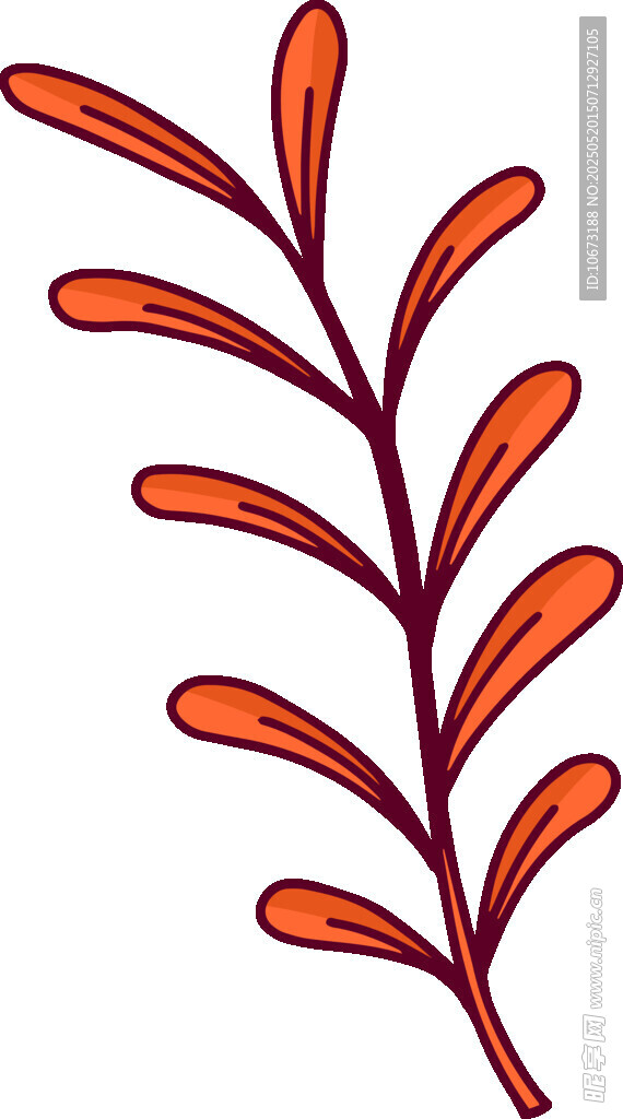 橙色枝叶插画