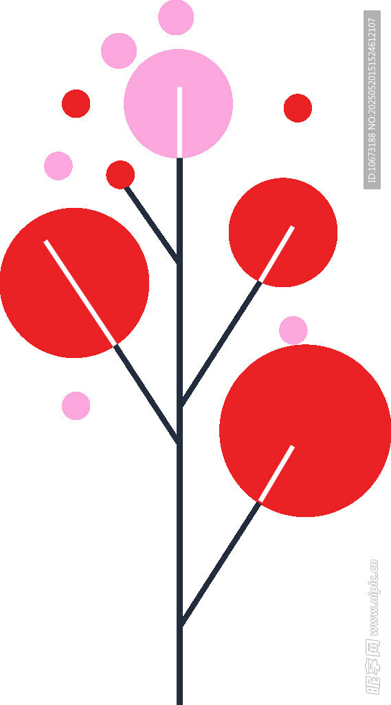 简约红色花朵插画图案