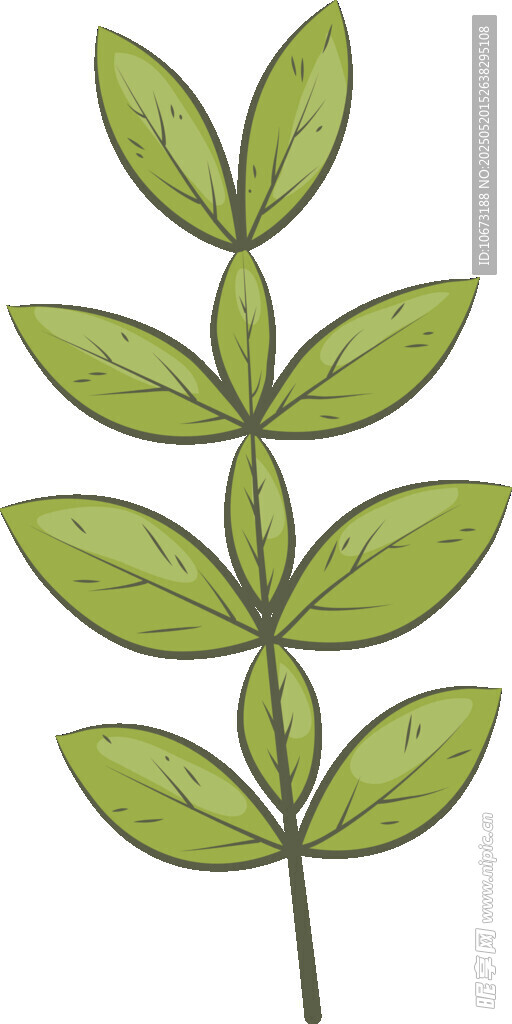 手绘绿色植物叶片图案