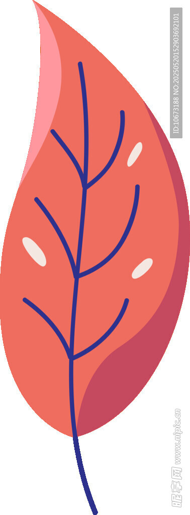橙红色叶片插画