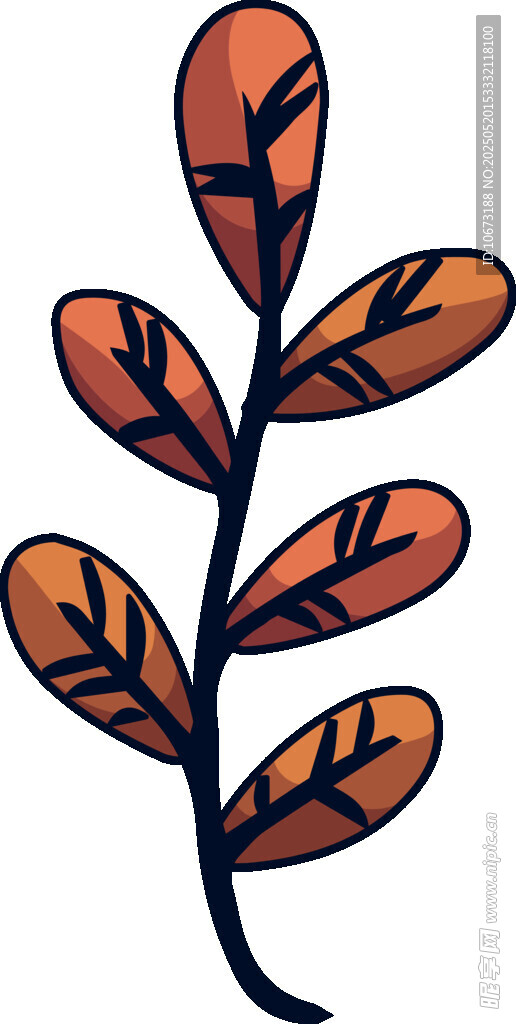 橙色叶片植物插画