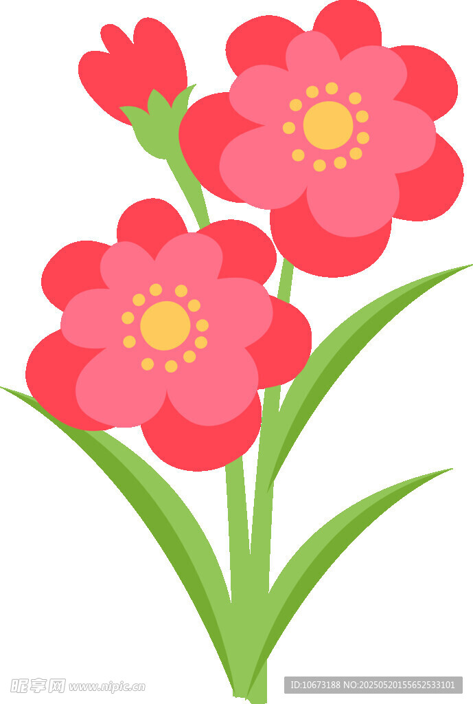 三朵红花插画