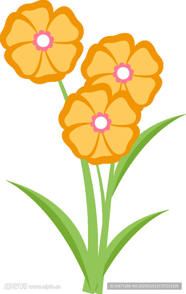 三朵橙色花朵插画