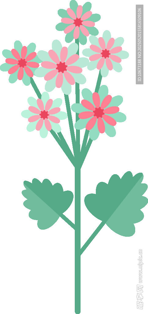 粉色小花插画植物图案