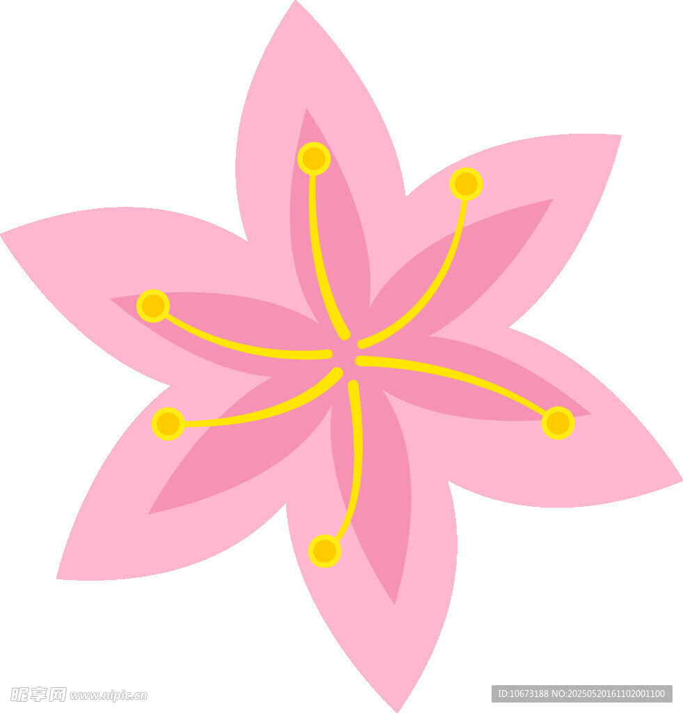 粉色六瓣花朵插画