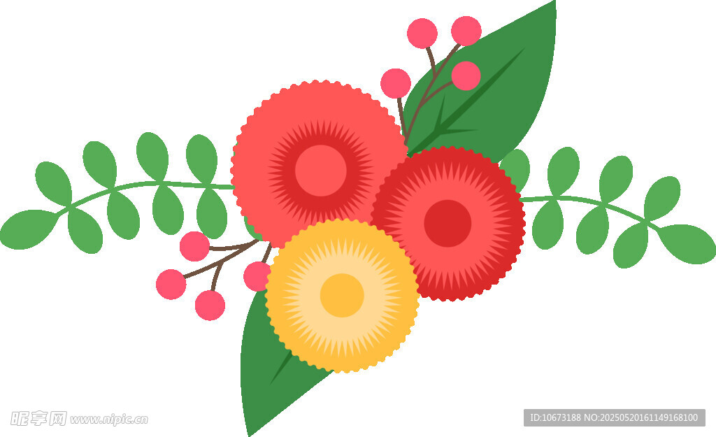 花卉绿叶装饰图案