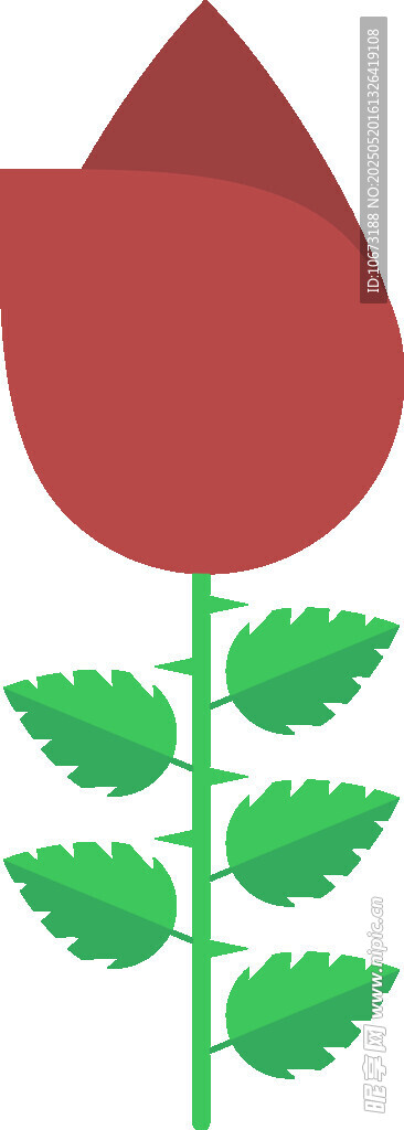 手托红玫瑰绿植插画